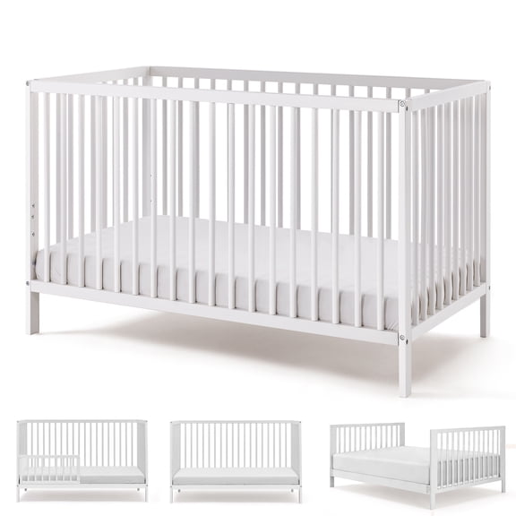 HARPPA 5-in-1 Convertible Baby Crib for Infant to Toddler,White
