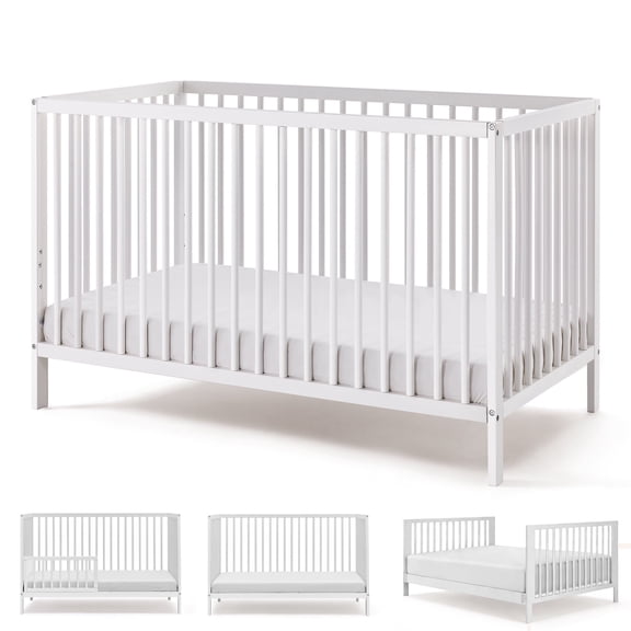 HARPPA 5-in-1 Convertible Baby Crib for Infant to Toddler,White