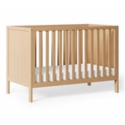 HARPPA Convertible Baby Crib, Full Size Crib for Infant to Toddler, Solid Pine Wood Nursery Bed with 3 Adjustable Heights, Natural Wood Finish