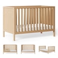 thumbnail image 1 of HARPPA 5-in-1 Convertible Baby Crib, Solid Pine Wood Full-Size Crib with 3 Mattress Heights, Natural Wood,Greenguard Gold Certified, 1 of 10