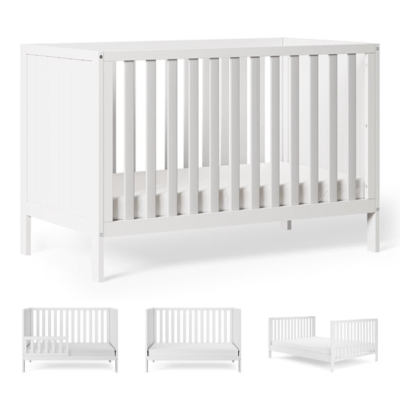HARPPA 5-in-1 Convertible Baby Crib for Infant to Toddler, White