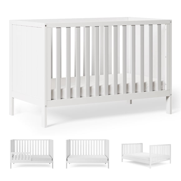 HARPPA 5-in-1 Convertible Baby Crib for Infant to Toddler, White