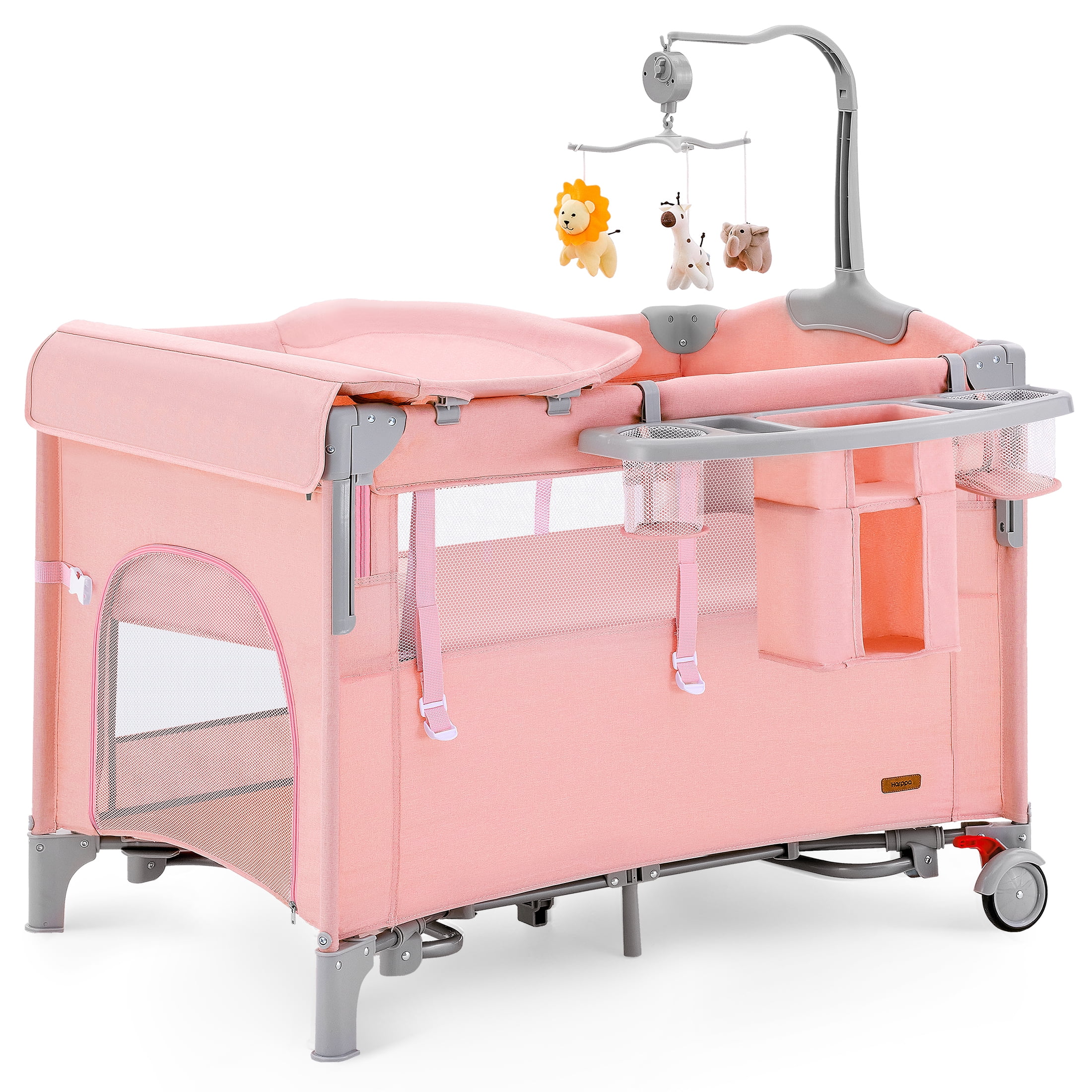 Walmart daily deals:  HARPPA 5 in 1 Portable Baby Playard Bassinet with Changing Table Pink for Newborn to Toddler