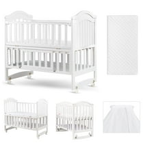 HARPPA 6-in-1 Convertible Mini Crib for Infant to Toddler, Mattress and Mosquito Net Include, White