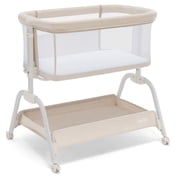 HARPPA Baby Bassinet, 6 Height Adjustable Baby Bassinet with Storage & Wheels for Infants, Beige
