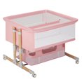 thumbnail image 1 of HARPPA Baby Bassinet Bedside Sleeper for Twins, Adjustable Height, Bed-Sharing, Pink, 1 of 9