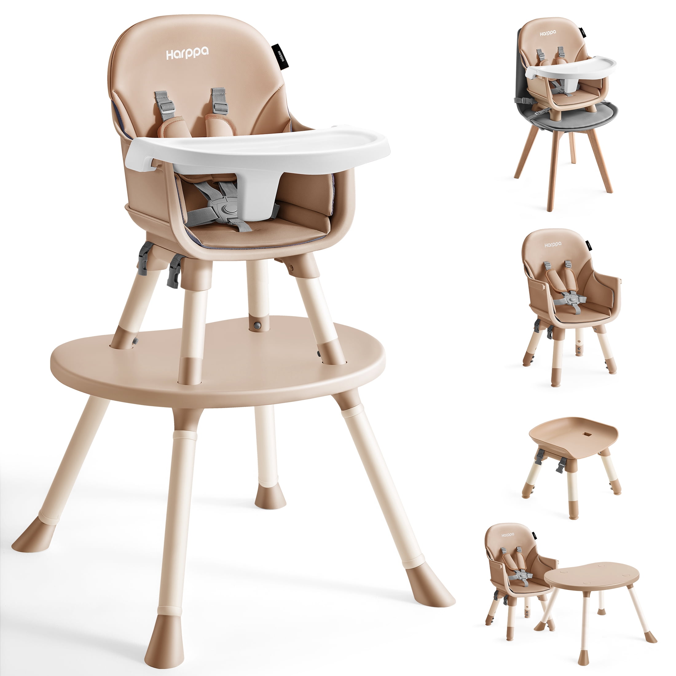 HARPPA Baby High Chair, 8-in-1 Convertible Feeding Chair for Babies & Toddlers, Khaki