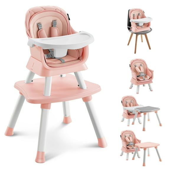 HARPPA Baby High Chair, 8 in 1 Toddler Dining Booster Seat for Baby Girl, Pink