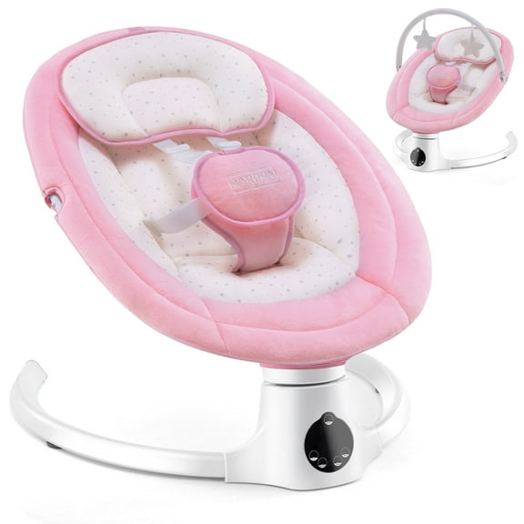 HARPPA Baby Swing for Girl with Remote Control, 5 Sway Speed, 10 Lullabies, Pink
