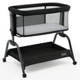 thumbnail image 1 of HARPPA Bassinet Bedside Sleeper, Bedside Bassinet with Storage & Wheels for Infants, Black, 1 of 13