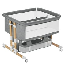 HARPPA Bedside Bassinet for Twins, Height Adjustable, Easy Folding,  Gray