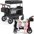 thumbnail image 1 of HARPPA Wagon Stroller for 2 Kids, Foldable Kids Wagon with Canopy, 5-Point Harness,Bench Seat, All-Terrain Toddler Wagon Stroller, Black, 1 of 8