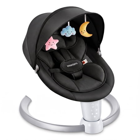 HARPPA Electric Baby Swing, Infant Swing with Remote Control, 5 Sway Speeds, Black