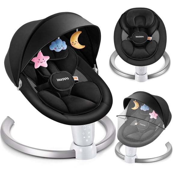 HARPPA Electric Baby Swing, Infant Swing with Remote Control, 5 Sway Speeds, Black