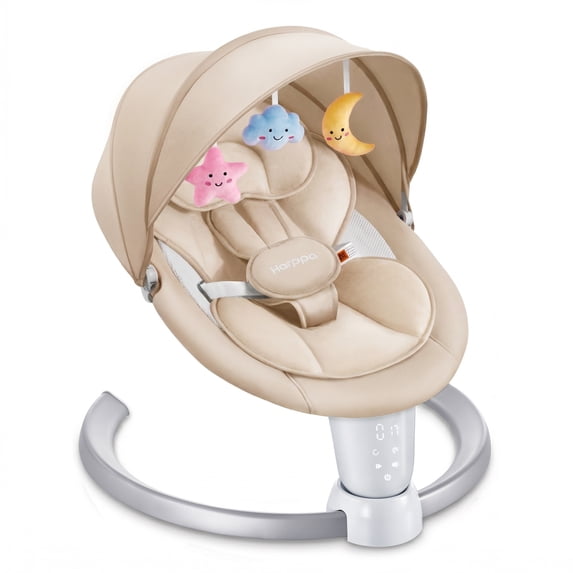 HARPPA Electric Baby Swing for Newborns with 10 Lullabies, 5 Sway Speed, Khaki