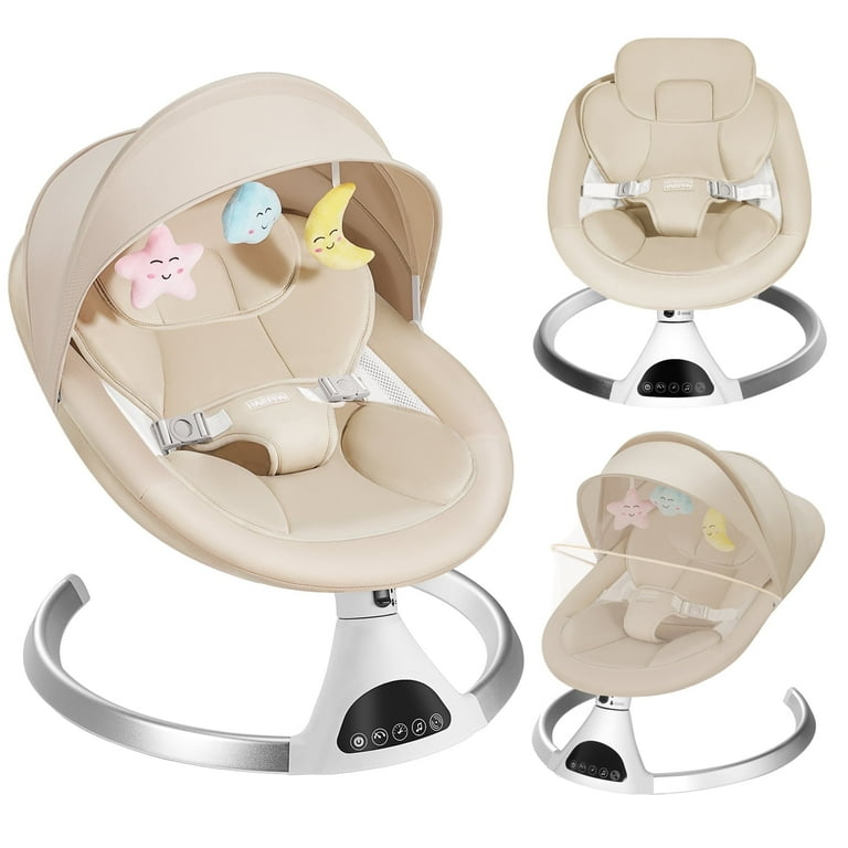 HARPPA Electric Baby Swing for Infants Portable Baby Bouncer with Bluetooth Remote Control Khaki