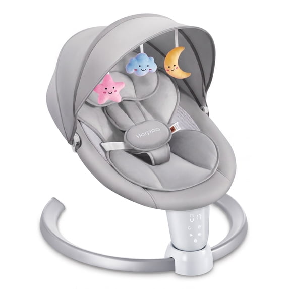 HARPPA Electric Baby Swing for Newborns with Remote Control, 5 Sway Speed, Gray