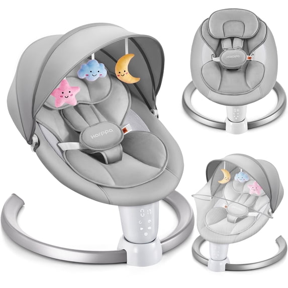 HARPPA Electric Baby Swing for Infants , 5 Sway Speed, Remote Control, Gray