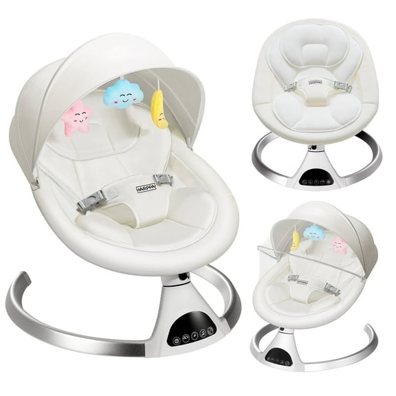 HARPPA Electric Baby Swing for Infants , 5 Sway Speed, Remote Control, White