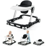 HARPPA Baby Walker for Babies 6-18 Months, Anti-Rollover, Seat and Height Adjustable, Black