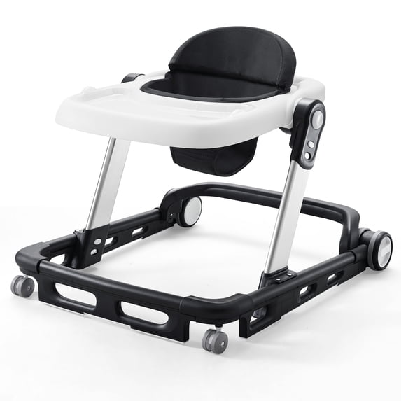 HARPPA Baby Walker for Babies 6-18 Months, Anti-Rollover, Seat and Height Adjustable, Black