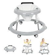 HARPPA Foldable Baby Walker for Babies 6-24 Months, Anti-Rollover, Seat and Height Adjustable, Gray