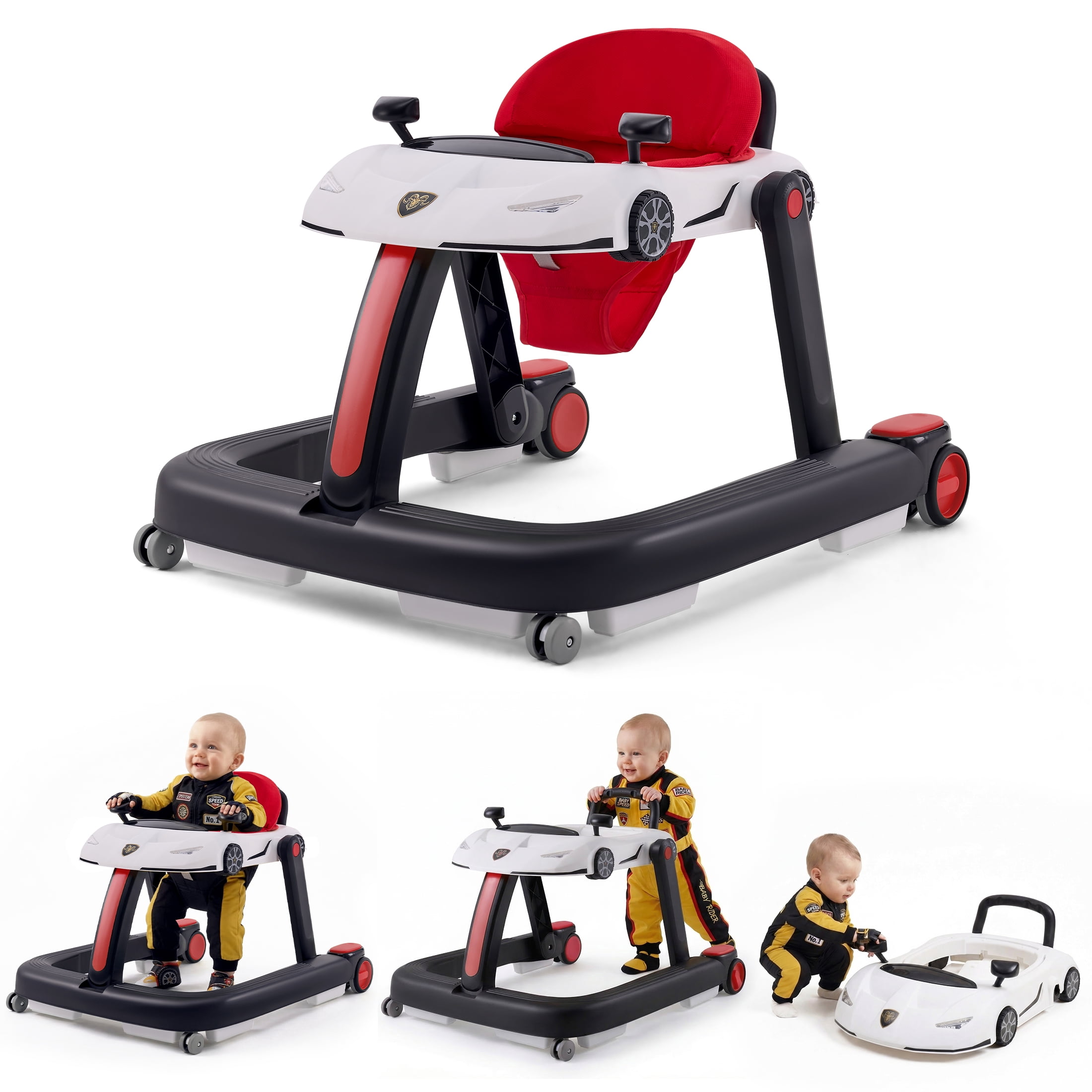 HARPPA Baby Walker for Babies 6-18 Months, Foldable Activity Push Walker, Red