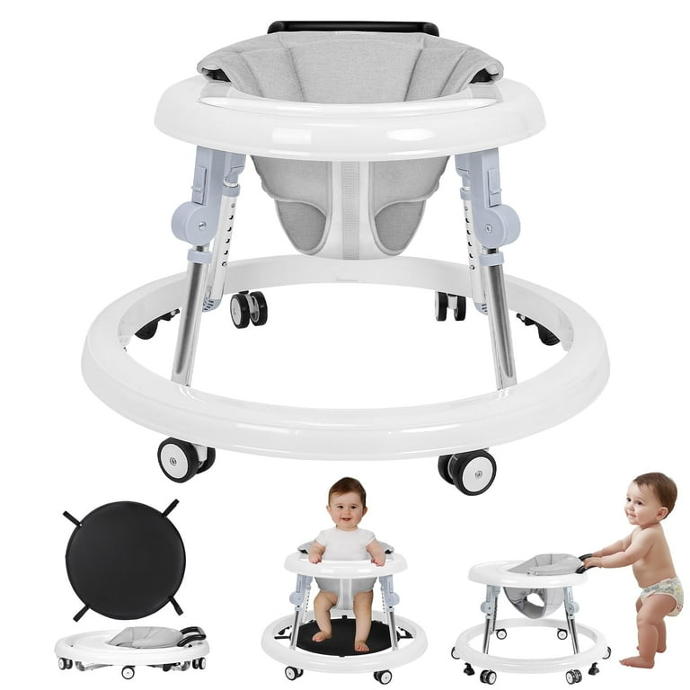 HARPPA Foldable Baby Walker for Babies 6 24 Months Anti Rollover Seat and Height Adjustable White Shop Black Friday Deals for 2024 Walmart