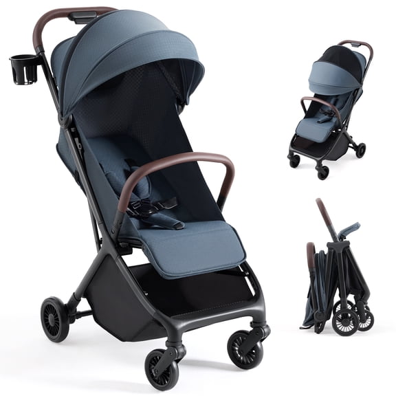 HARPPA Baby Stroller for Toddlers, One-Hand Fold, Lightweight with Cup Holder, Soft Blue
