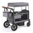 thumbnail image 1 of HARPPA Foldable Wagon Stroller for 2 Kids, Kids Wagon with Canopy, 5-Point Harness, Bench Seat, Gray, 1 of 8