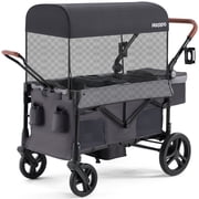 HARPPA Foldable Wagon Stroller for 2 Toddlers with Pull &amp; Push Handle, Canopy, 32.9lbs, Gray