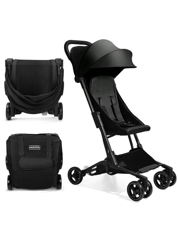 HARPPA Lightweight Travel Stroller, Compact Umbrella Stroller for Babies, Easy Folding, Black
