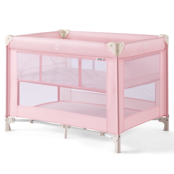 HARPPA Pack and Play with Bassinet,Portable Infant Playard & Playpen for Gril,Pink