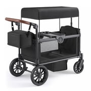 HARPPA Wagon Stroller for 2 Kids with 5-Point Harness, Bench Seat, Outdoor Toddler Stroller, Black