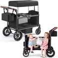 thumbnail image 1 of HARPPA Stroller Wagon for 2 Kids, Foldable Wagon Stroller with 5-Point Harness, Bench Seat, Outdoor Toddler Stroller, Black, 1 of 8