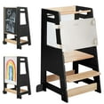 thumbnail image 1 of HARPPA Toddler Tower with Adjustable Height and Anti-Slip Protection, Kids Standing Tower with Safety Rail, Nordi Kids Kitchen Tower with Chalkboard, Black, 1 of 11