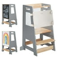 thumbnail image 1 of HARPPA Toddler Tower with Adjustable Height and Anti-Slip Protection, Kids Standing Tower with Safety Rail, Nordi Kids Kitchen Tower with Chalkboard, Gray, 1 of 11