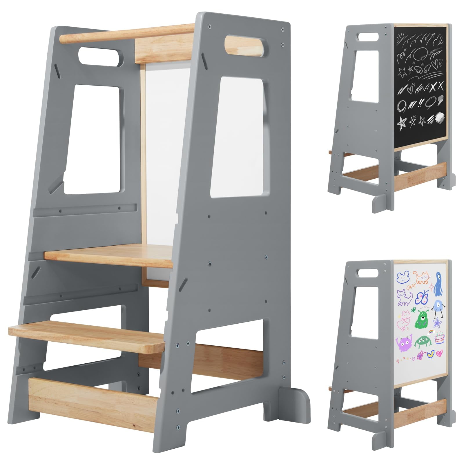 HARPPA Toddler Kitchen Stools Helper with Adjustable Height and Anti