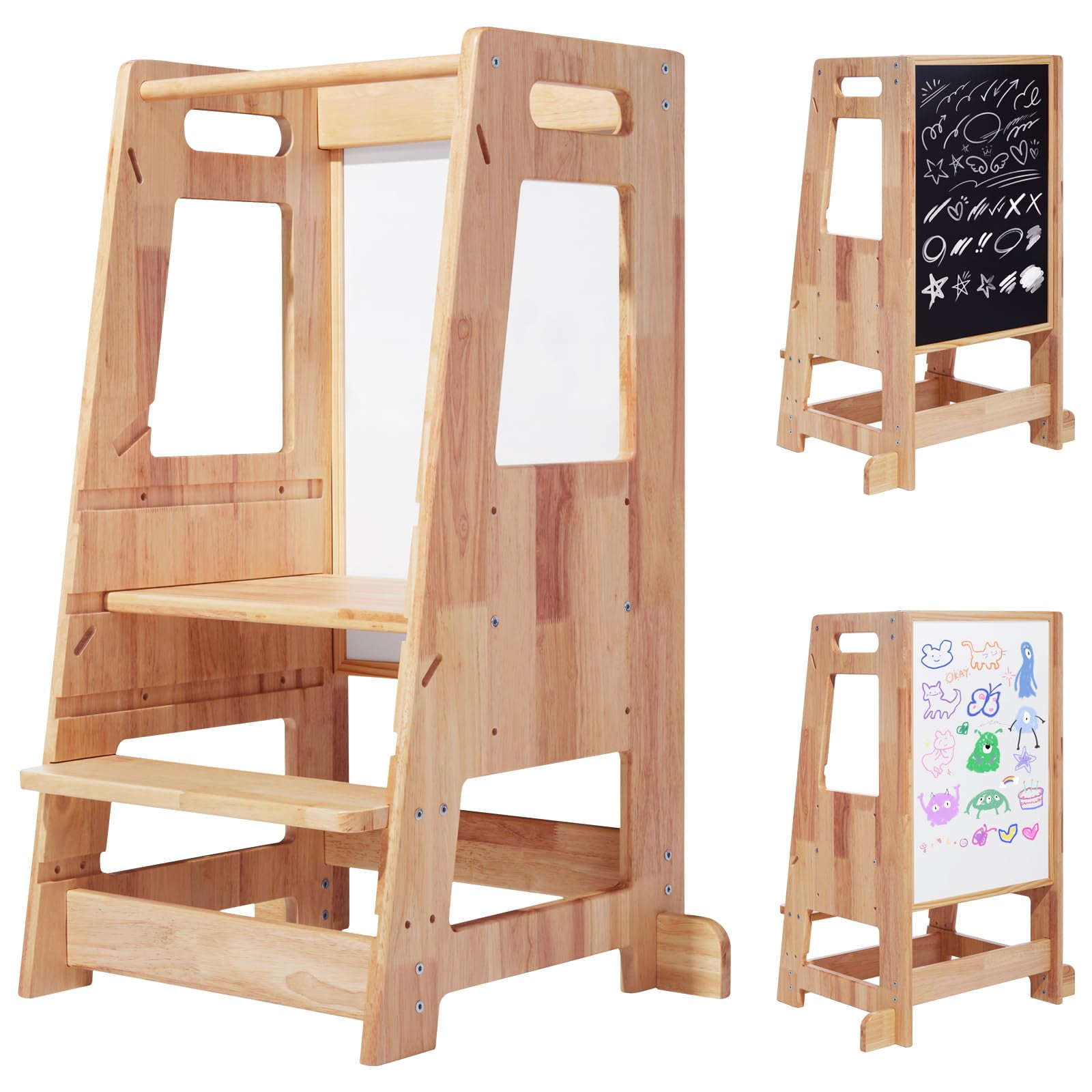 HARPPA Toddler Kitchen Stools Helper with Adjustable Height and AntiSlip Protection, Kids