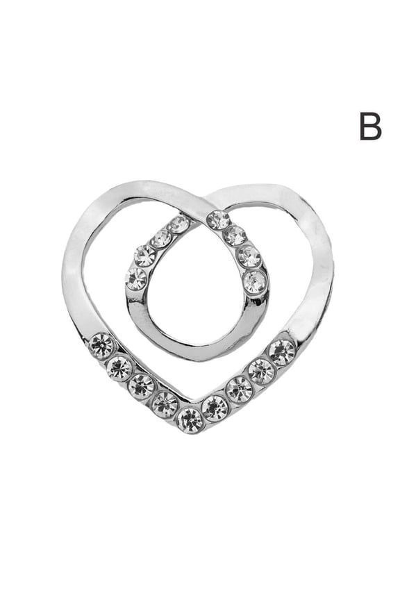 HARR Heart Silk Scarf Buckles Crystal Rhinestone Love Heart Scarves Ring Clips T-Shirt Tie Clips Shawl Brooch Clothes Ring Wrap Holder Jewelry 1/2 Pcs, Gold,Silver, One Size E3K5