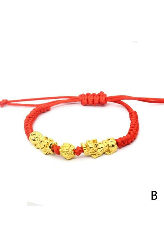 HARR Red String Bracelet with Double Pi Xiu Gold Pi Yao Adjustable Braided Rope Feng Shui Wealth Good Luck Bracelets Amulet Wristband for Women Men Chinese Lucky Jewelry