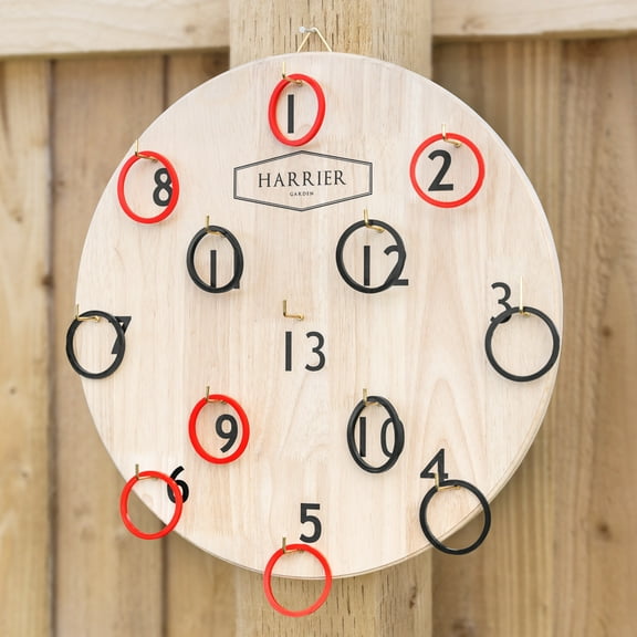 HARRIER Ring Toss Game Set | Indoor & Outdoor Wooden Board Game - Includes 12 Rubber Throwing Rings & Carry Bag