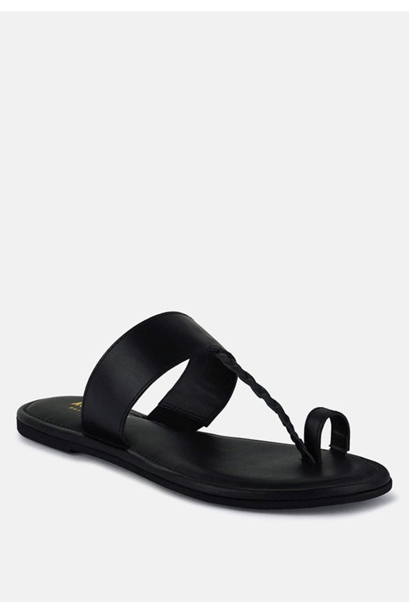 HARRIS Black Toe Ring Braided Slip Ons