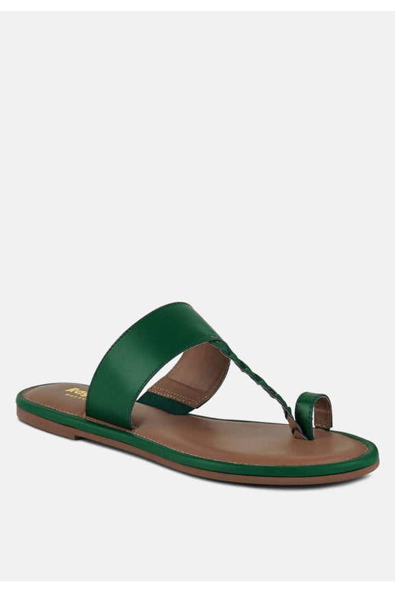 HARRIS Green Toe Ring Braided Slip Ons