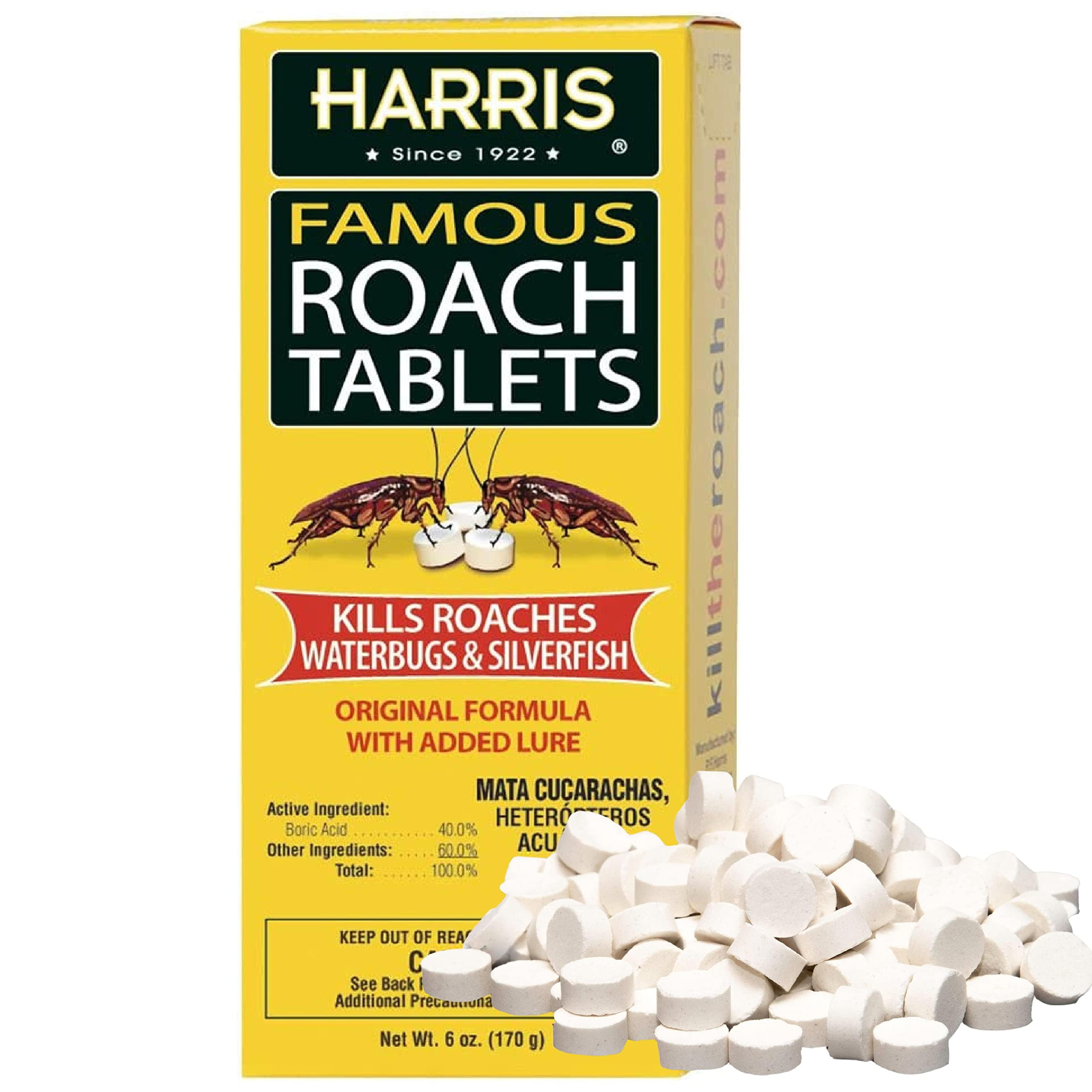 HARRIS Indoor & Outdoor Roach Tablets Insect Killer, 6 oz, 145 Tablets