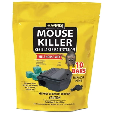 HARRIS Mouse Killer - 10 Bars with Refill Bait Station