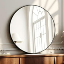 YVANLA 20" Rounded Bathroom Wall Mirror Vanity Mirror,Black