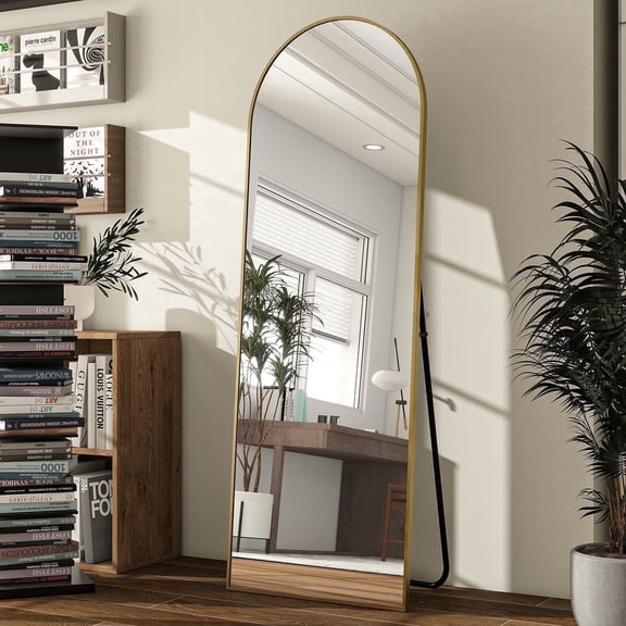 YVANLA 20"x58" Arched Full Length Mirror Floor Standing Mirror with Aluminum Alloy Frame, Gold