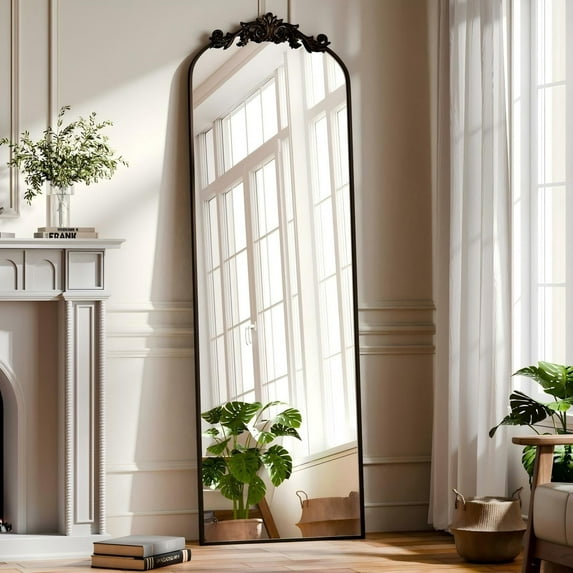 YVANLA 21"x66" Antique Arched Full Length Vintage Mirror with Free Standing, Antique Bronze