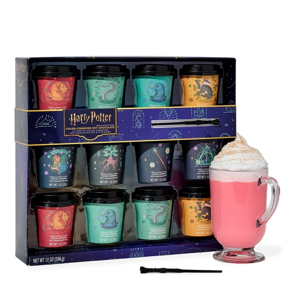 HARRY POTTER Hot Chocolate Gift Set, Christmas Stocking Stuffer with Color-Changing Cocoa Variety pack, 12 Mini Hot Cocoa Cups with Stir Wand, a Great Holiday Gift for Fans